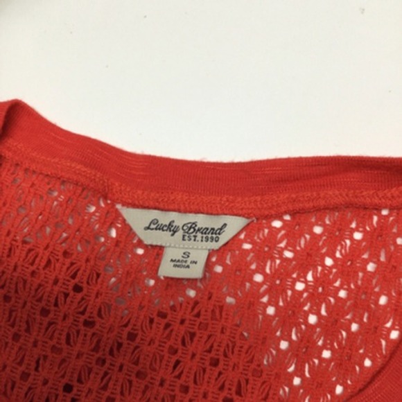 Lucky Brand Shirt Boho Tunic Small Women's Long Sleeves Pullover Crew Neck Red - Picture 5 of 5